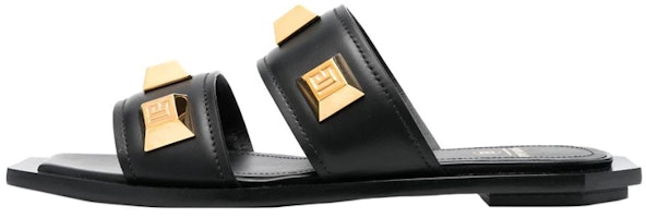 (Women) Balmain Calfskin Studded Flat Sandals 'Black Fashion' AN0UH878LAPD0PA (Women) Balmain Calfskin Studded Flat Sandals 'Black Fashion' AN0UH878LAPD0PA