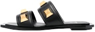Buy (W) Sandal Rata Kulit Anak Lembu Bertatahkan Balmain 'Fesyen Hitam' AN0UH878LAPD0PA