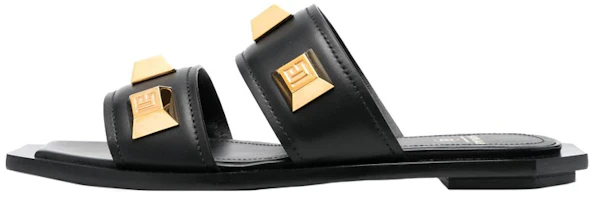 (Women) Balmain Calfskin Studded Flat Sandals 'Black Fashion' AN0UH878LAPD0PA (Women) Balmain Calfskin Studded Flat Sandals 'Black Fashion' AN0UH878LAPD0PA