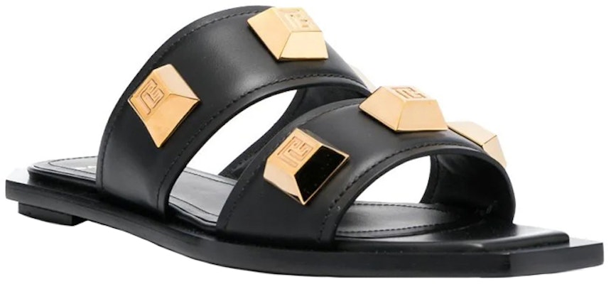 (Women) Balmain Calfskin Studded Flat Sandals 'Black Fashion' AN0UH878LAPD0PA Order (Women) Balmain Calfskin Studded Flat Sandals 'Black Fashion' AN0UH878LAPD0PA