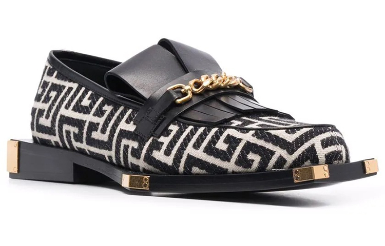 (W) Balmain Classic Loafer 'Logo Print Black and White' 圖 2