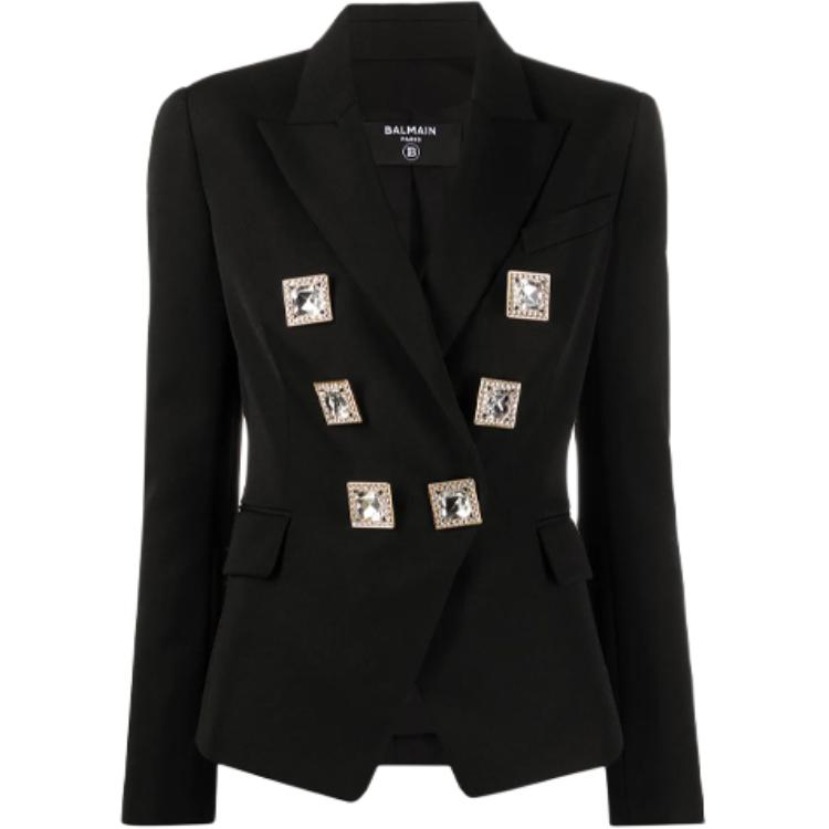 (Women) Balmain Crystal-Embellished Slim-Fit Blazer. VF17110W125-0PA