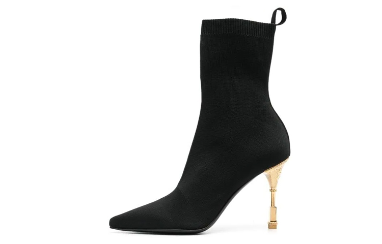 (Women) Balmain Fabric Stiletto Ankle Boot 10cm 'Black Fashion' AN1TA855TKNI0PA
