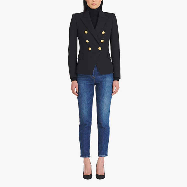 Lookbook (W) 巴尔曼 FW21 黑色双排扣西装外套 WF1SG000-C208-0PA