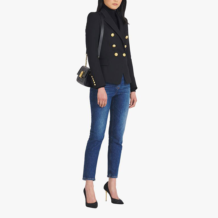 Purchase (W) 巴尔曼 FW21 黑色双排扣西装外套 WF1SG000-C208-0PA