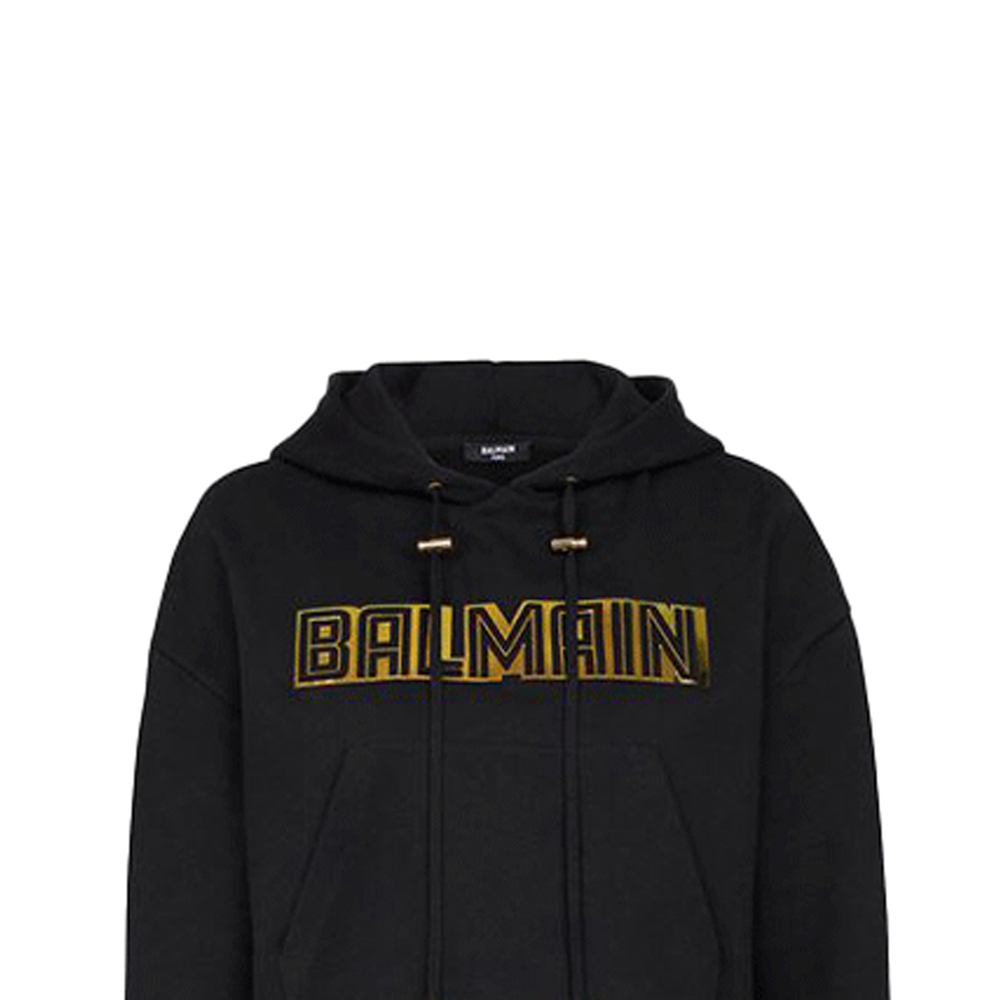 Sizing (W) 巴黎世家 FW21 黑色字母Logo抽繩短款連帽衫 WF0JP010-B098-EAD