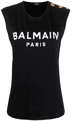 (Women) Balmain FW21 Black Logo Strap Vest with Button Details. WF0EB005B091-EAB Buy (Women) Balmain FW21 Black Logo Strap Vest with Button Details. WF0EB005B091-EAB