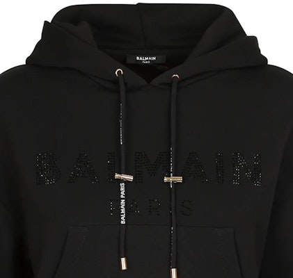(W) 巴爾曼 FW21 黑色水鑽標誌連帽衫 WF1JP000B093-EAP Shop (W) 巴爾曼 FW21 黑色水鑽標誌連帽衫 WF1JP000B093-EAP
