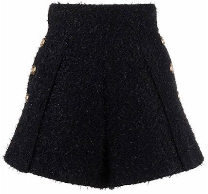 (W) 巴尔曼 FW21 浮雕纽扣粗花呢休闲短裤 女款 黑色 WF0PA087C320-0PA Order (W) 巴尔曼 FW21 浮雕纽扣粗花呢休闲短裤 女款 黑色 WF0PA087C320-0PA