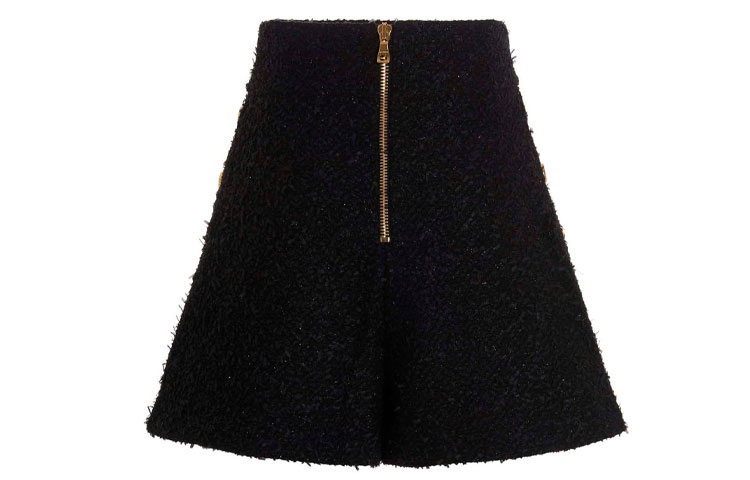 Lookbook (W) 巴尔曼 FW21 浮雕纽扣粗花呢休闲短裤 女款 黑色 WF0PA087C320-0PA