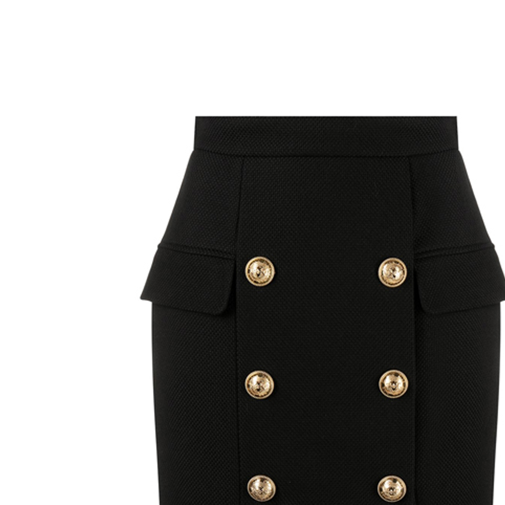 Details for (W) 巴尔曼FW21高腰纽扣设计黑色休闲半身裙 VF14004C208-0PA