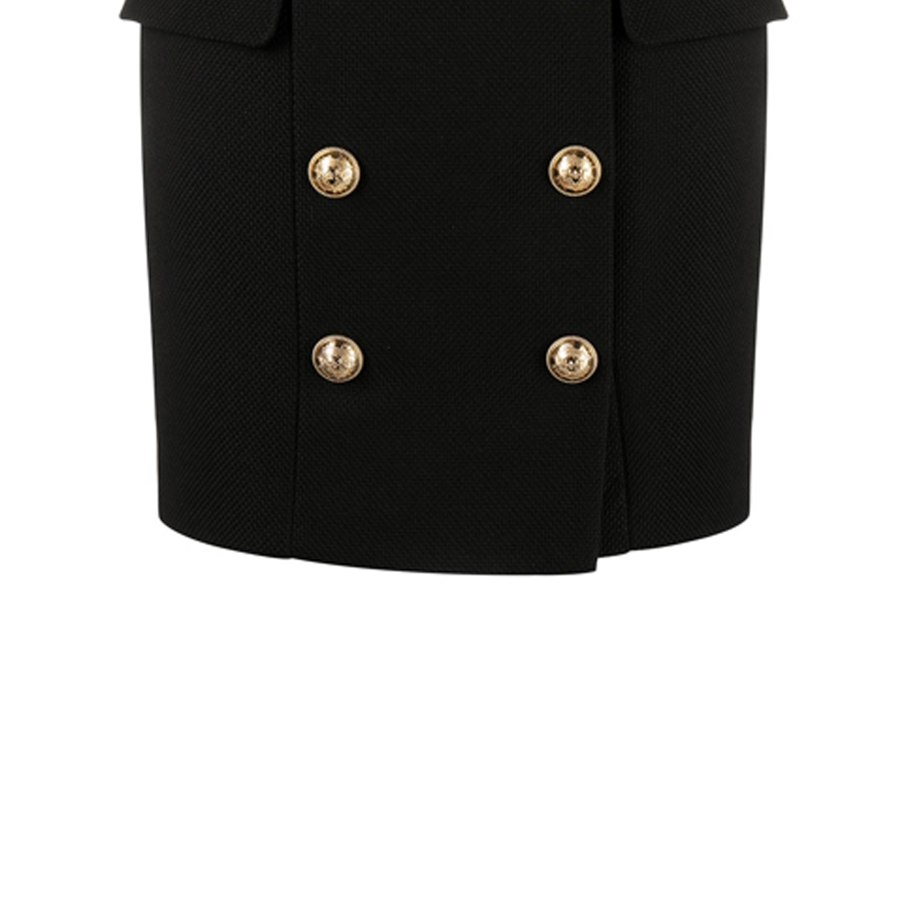 Sizing (W) 巴尔曼FW21高腰纽扣设计黑色休闲半身裙 VF14004C208-0PA