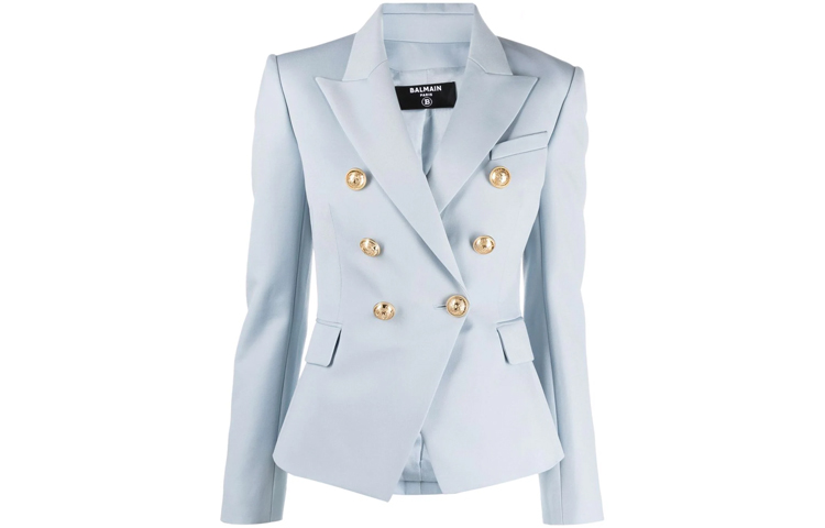 (Women) BALMAIN FW21 Light Blue Double-Breasted Suit Jacket WF1SG000-167L-6AC