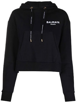 (W) BALMAIN FW21 標誌印花短版連帽衫 黑色 WF0JP000B013-EAB Buy (W) BALMAIN FW21 標誌印花短版連帽衫 黑色 WF0JP000B013-EAB