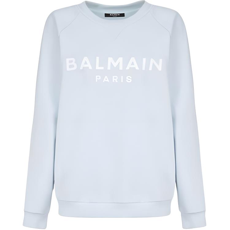 (Women) BALMAIN FW21 Minimalist Logo Sweatshirt Blue. WF1JQ000-B044-SDK