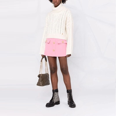 (W) 巴尔曼2021秋冬粉色标志纽扣A字迷你裙女款 WF0LA120-167L-4KJ Lookbook (W) 巴尔曼2021秋冬粉色标志纽扣A字迷你裙女款 WF0LA120-167L-4KJ