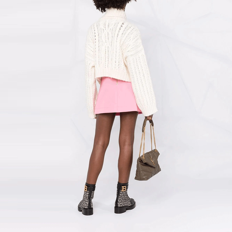 Shop (W) 巴尔曼2021秋冬粉色标志纽扣A字迷你裙女款 WF0LA120-167L-4KJ