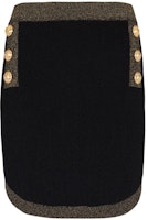 (Women) BALMAIN FW22 Black Colorblock Button Mid-Waist Short Casual Skirt AF1LB189KD74-EAD (Women) BALMAIN FW22 Black Colorblock Button Mid-Waist Short Casual Skirt AF1LB189KD74-EAD