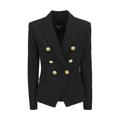 (Women) BALMAIN FW22 Black Double-Breasted Casual Blazer YF1SG000WB050000PA