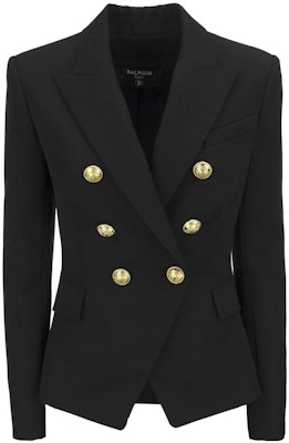 (W) 발망 FW22 블랙 더블 브레스트 캐주얼 블레이저 YF1SG000WB050000PA Order (W) 발망 FW22 블랙 더블 브레스트 캐주얼 블레이저 YF1SG000WB050000PA