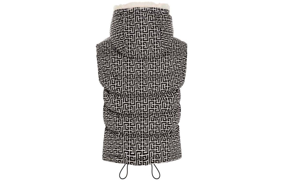Lookbook (Women) BALMAIN FW22  Black Full-Print Logo Zip Hoodie Vest. YF2TO010XB50EAB