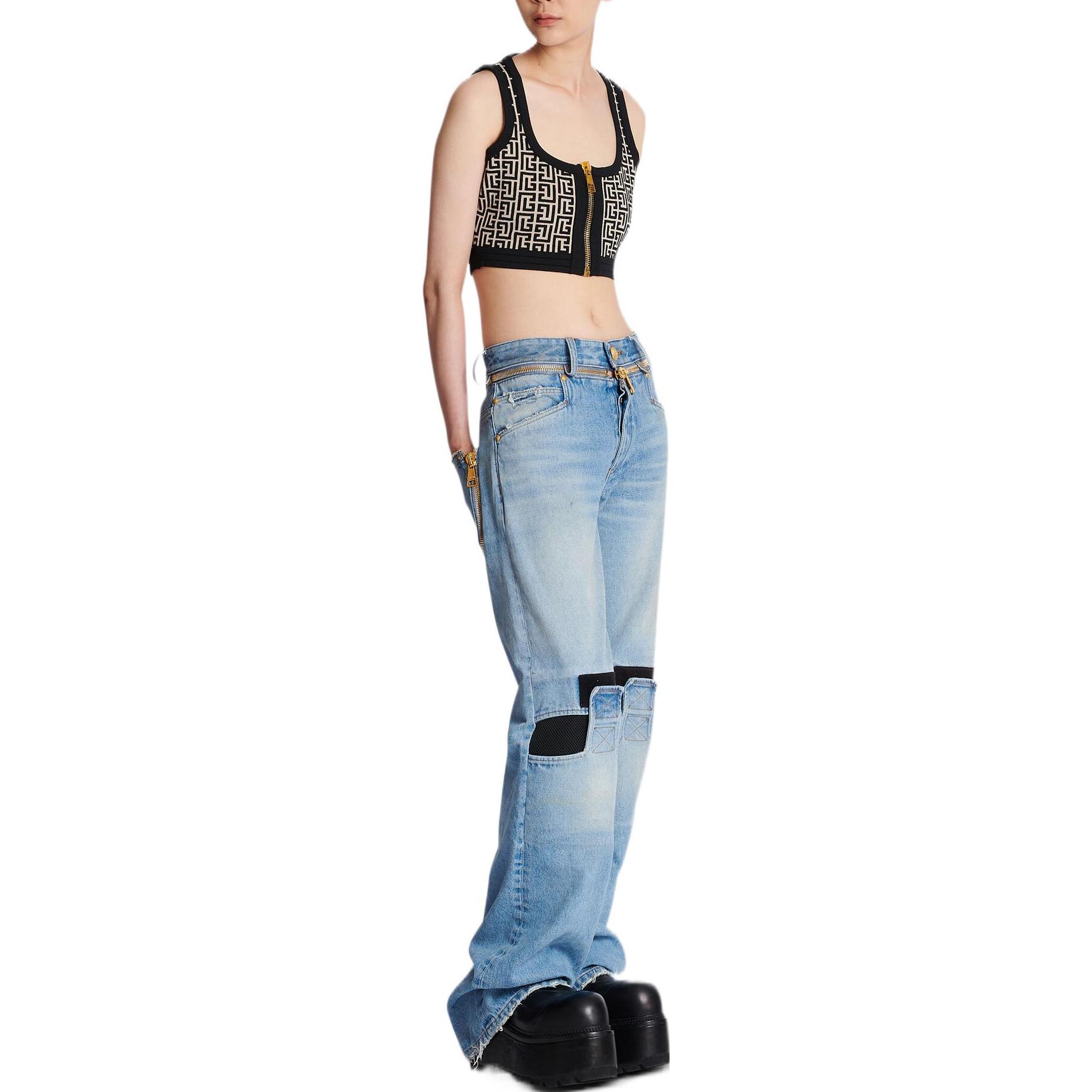 Details for (Women) BALMAIN FW22  Black Logo Knit Cropped Vest. AF1AA017KB02-GFE