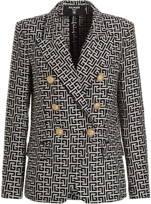 (W) BALMAIN FW22 黑色雙排扣Logo花紋西裝外套 YF1SG046CB03GFE Order (W) BALMAIN FW22 黑色雙排扣Logo花紋西裝外套 YF1SG046CB03GFE
