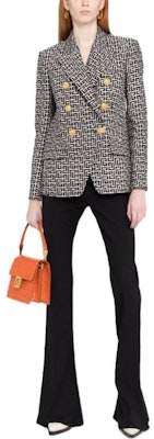 (W) BALMAIN FW22 黑色雙排扣Logo花紋西裝外套 YF1SG046CB03GFE Shop (W) BALMAIN FW22 黑色雙排扣Logo花紋西裝外套 YF1SG046CB03GFE