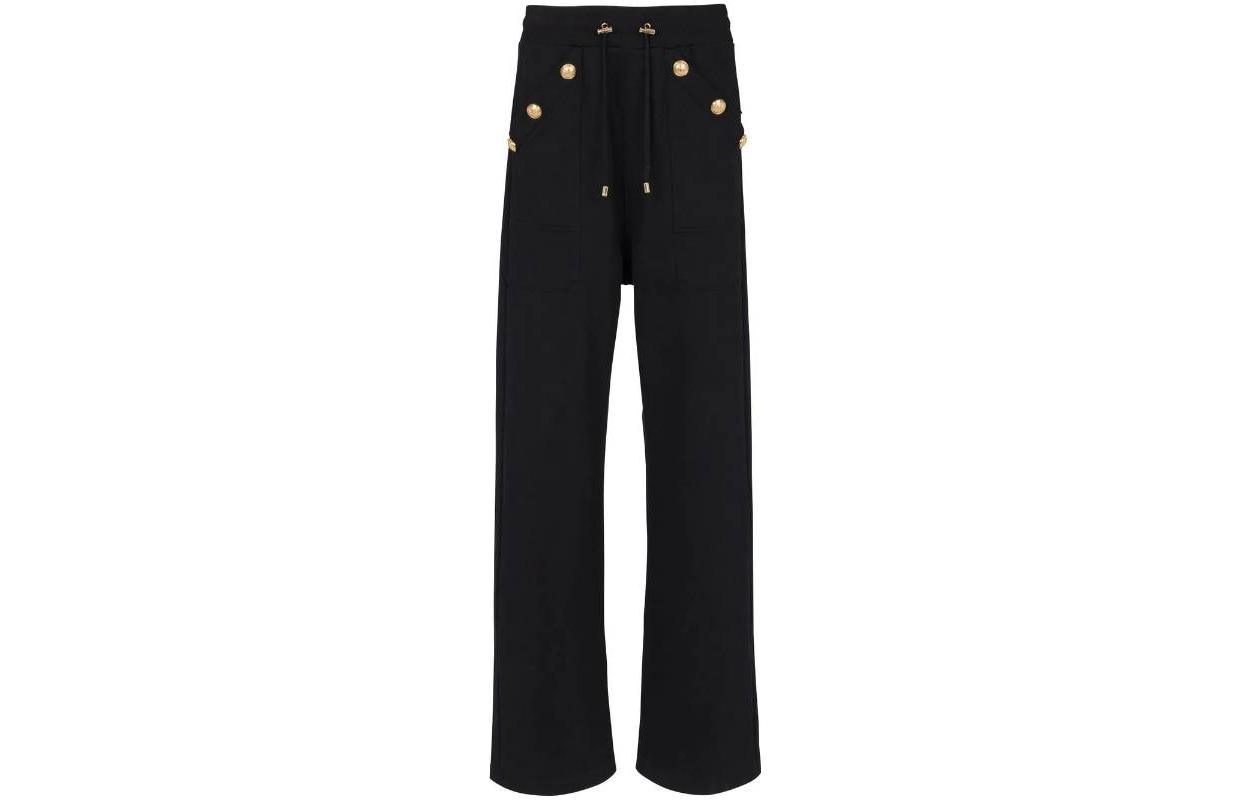 (Women) BALMAIN FW22  Black Loose Straight-Leg Casual Pants. AF1OB211JB13-0PA