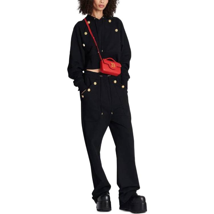 Lookbook (W) 巴尔曼FW22黑色宽松直筒休闲裤 AF1OB211JB13-0PA