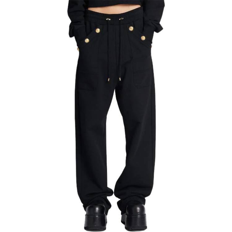 Purchase (W) 巴尔曼FW22黑色宽松直筒休闲裤 AF1OB211JB13-0PA