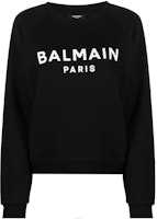 (Women) BALMAIN FW22 Black Pullover Sweatshirt with Logo Lettering Print YF0JQ001BB02-EAB (Women) BALMAIN FW22 Black Pullover Sweatshirt with Logo Lettering Print YF0JQ001BB02-EAB