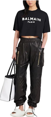 (W) 발망 FW22 크롭 로고 프린트 티셔츠 블랙 AF1EE020BB02-EAB Shop (W) 발망 FW22 크롭 로고 프린트 티셔츠 블랙 AF1EE020BB02-EAB