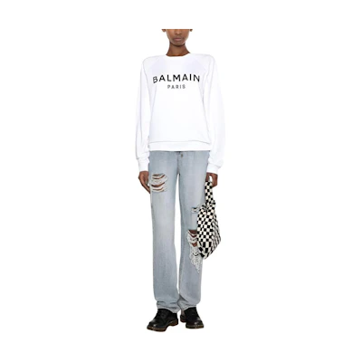 (Women) BALMAIN FW22 Letter Logo Print Crewneck Long Sleeve Sweatshirt. YF0JQ001BB02GABC4D