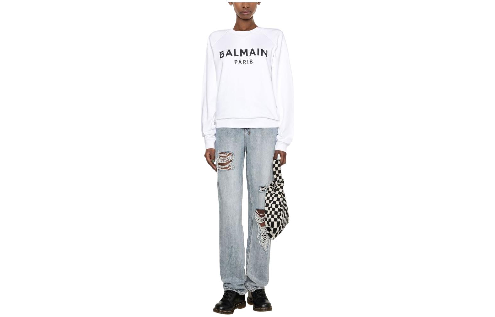 Order (Women) BALMAIN FW22  Letter Logo Print Crewneck Long Sleeve Sweatshirt. YF0JQ001BB02GABC4D