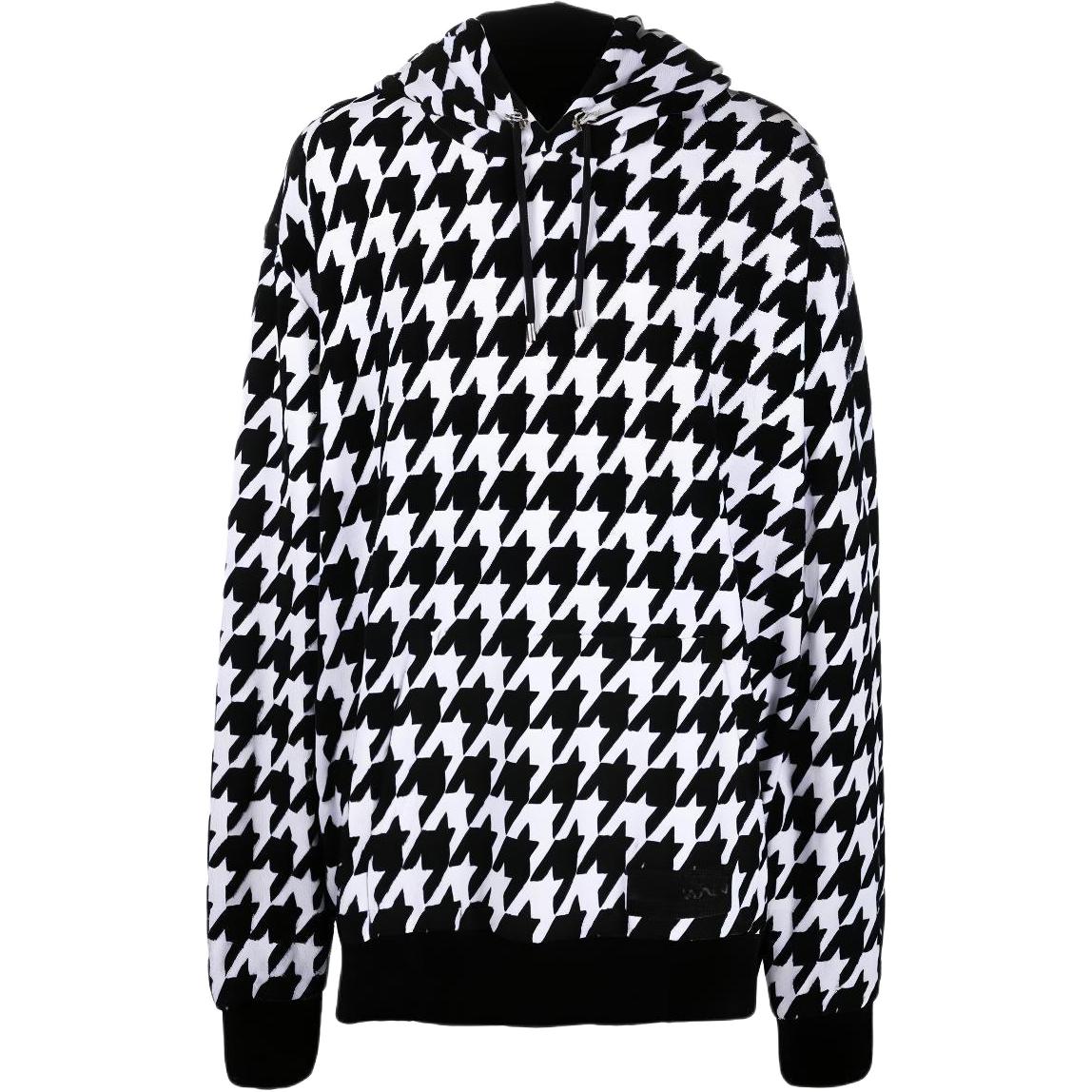 (Women) BALMAIN FW22  Logo Plaid Print Pullover Hoodie Black YH1JT00632JDEAB