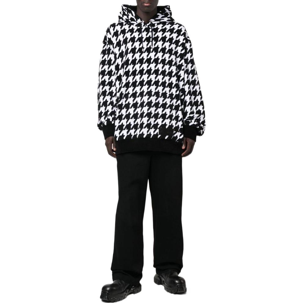 Lookbook (W) BALMAIN FW22 徽標格紋印花連帽上衣 黑色 YH1JT00632JDEAB