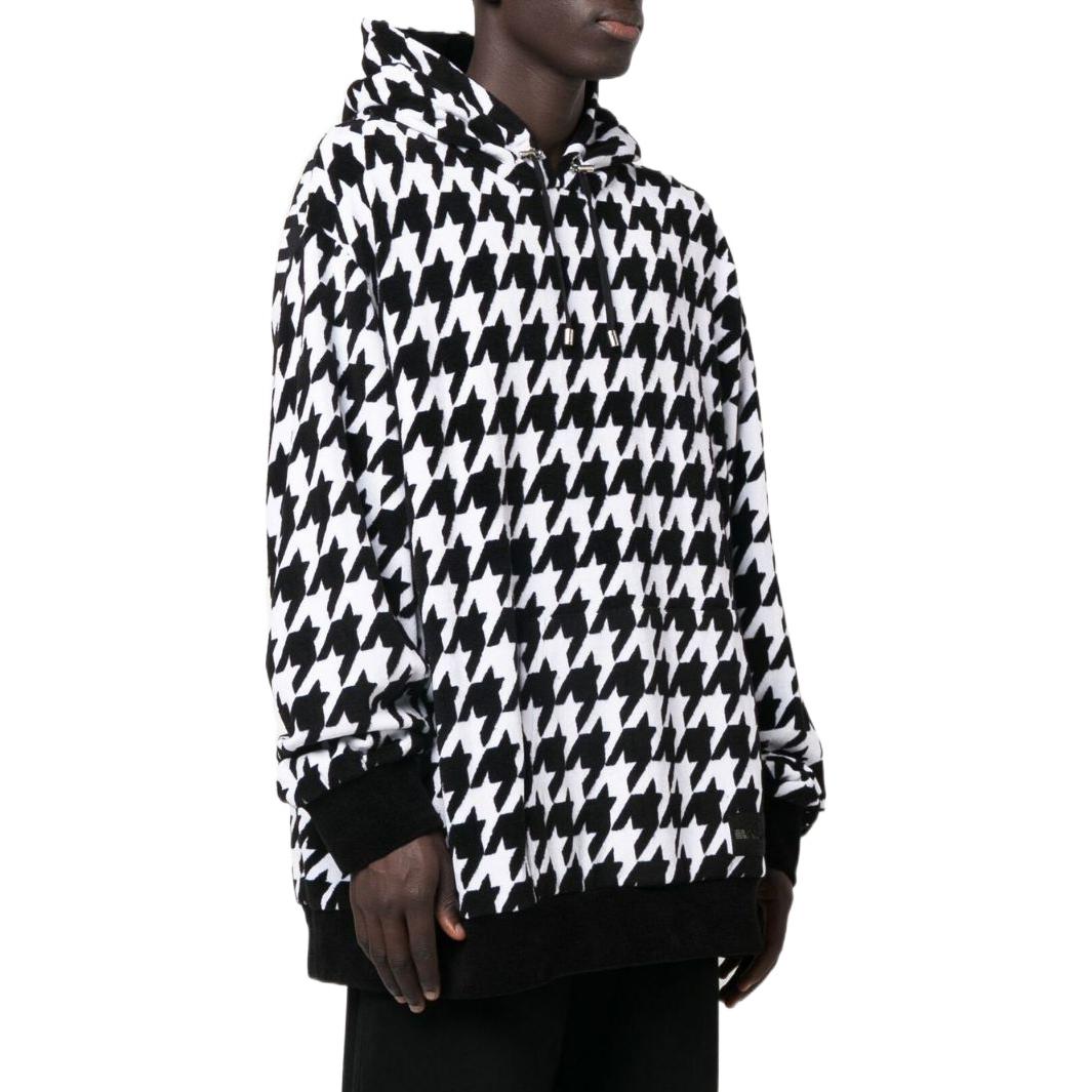 Purchase (W) BALMAIN FW22 徽標格紋印花連帽上衣 黑色 YH1JT00632JDEAB