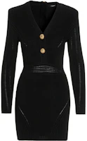 Order (Women) BALMAIN FW22 V-Neck Button Long Sleeve Dress Black YF0R8062KB390PA