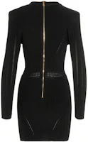 Lookbook (Women) BALMAIN FW22 V-Neck Button Long Sleeve Dress Black YF0R8062KB390PA