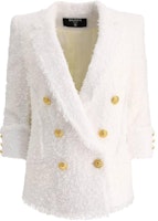 (Women) BALMAIN FW22 White Double-Breasted Frayed Long-Sleeve Jacket. YF1SG090XC67-0FA (Women) BALMAIN FW22 White Double-Breasted Frayed Long-Sleeve Jacket. YF1SG090XC67-0FA