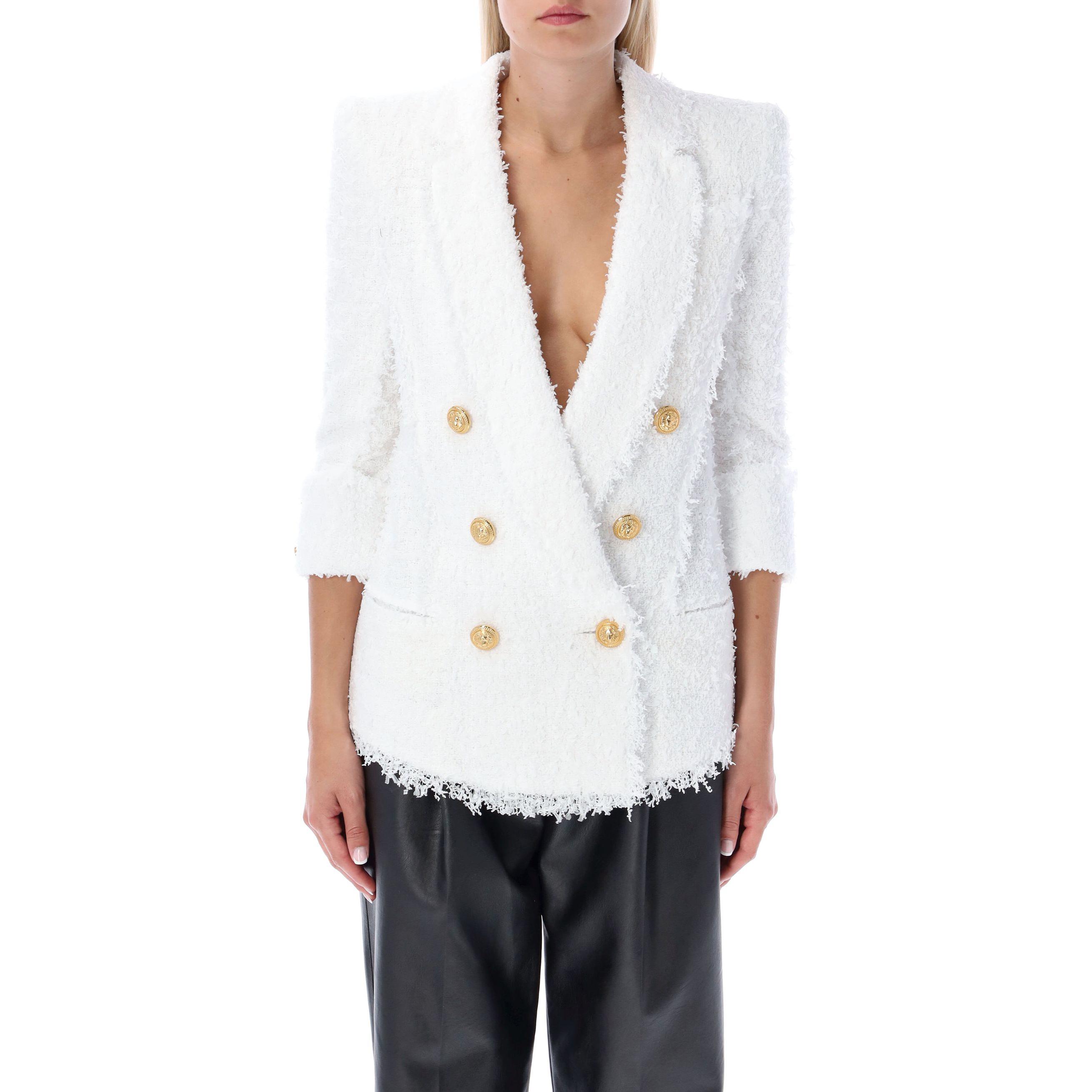 Purchase (W) BALMAIN FW22 白色雙排扣毛邊長袖外套 YF1SG090XC67-0FA