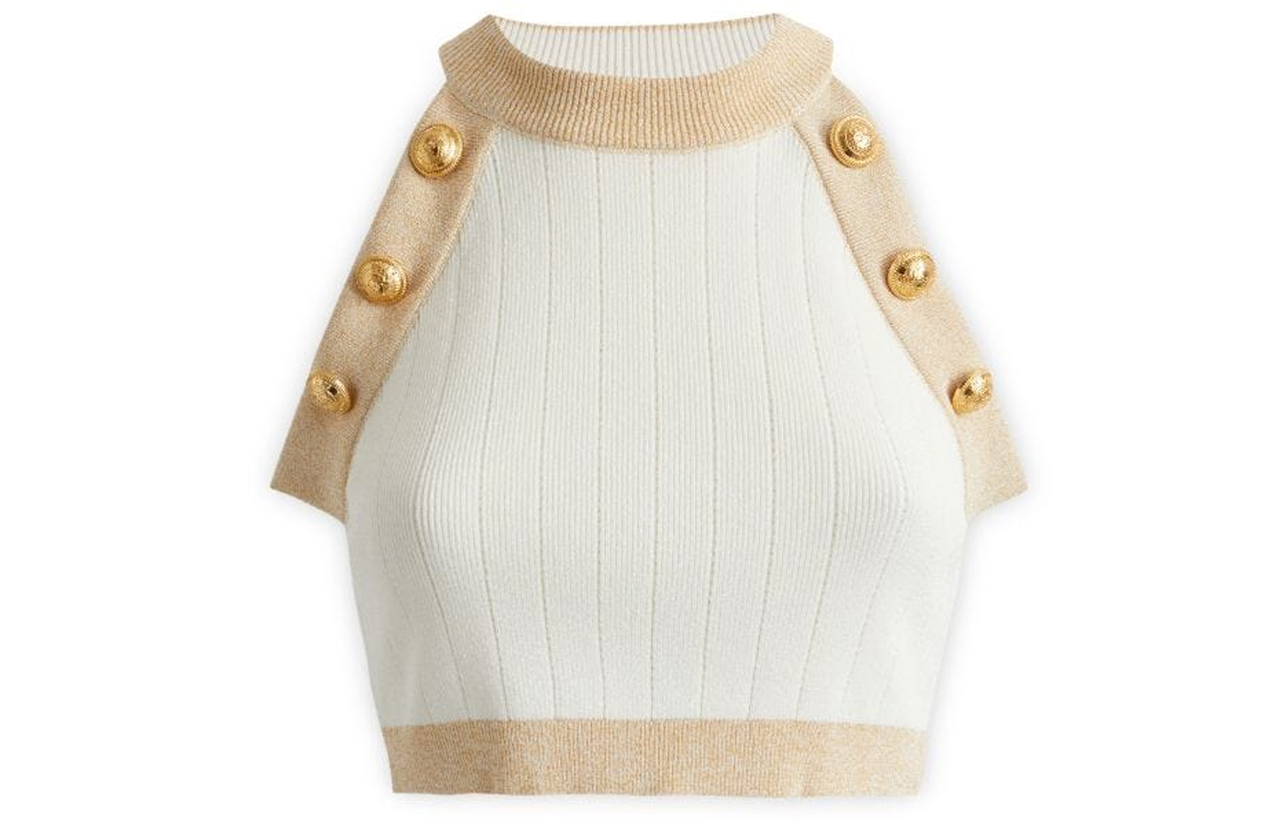 Order (W) バルマン FW22 ホワイト スリムフィット ニットタンクトップ コントラストトリム付き AF1AB022KD74-GDK