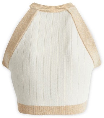 (W) バルマン FW22 ホワイト スリムフィット ニットタンクトップ コントラストトリム付き AF1AB022KD74-GDK Lookbook (W) バルマン FW22 ホワイト スリムフィット ニットタンクトップ コントラストトリム付き AF1AB022KD74-GDK