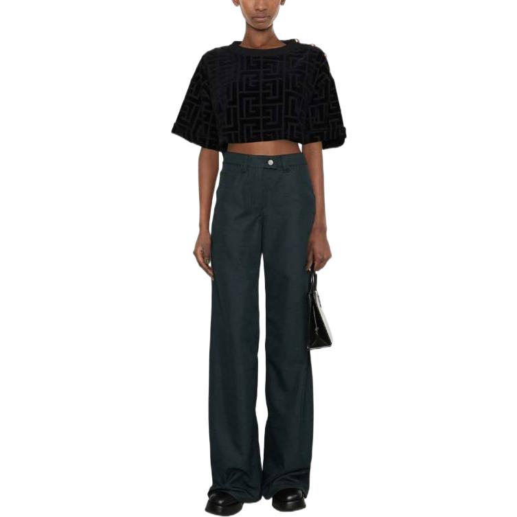 (Women) BALMAIN FW22 All-Over Logo Crewneck T-Shirt Women’s Black YF1AI050JD56EAP 圖 3