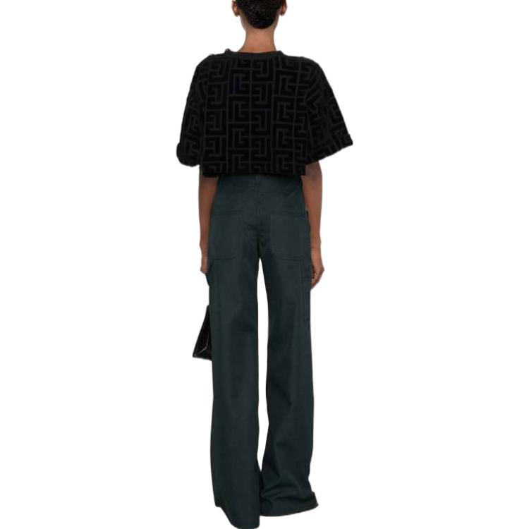 (Women) BALMAIN FW22 All-Over Logo Crewneck T-Shirt Women’s Black YF1AI050JD56EAP 圖 5