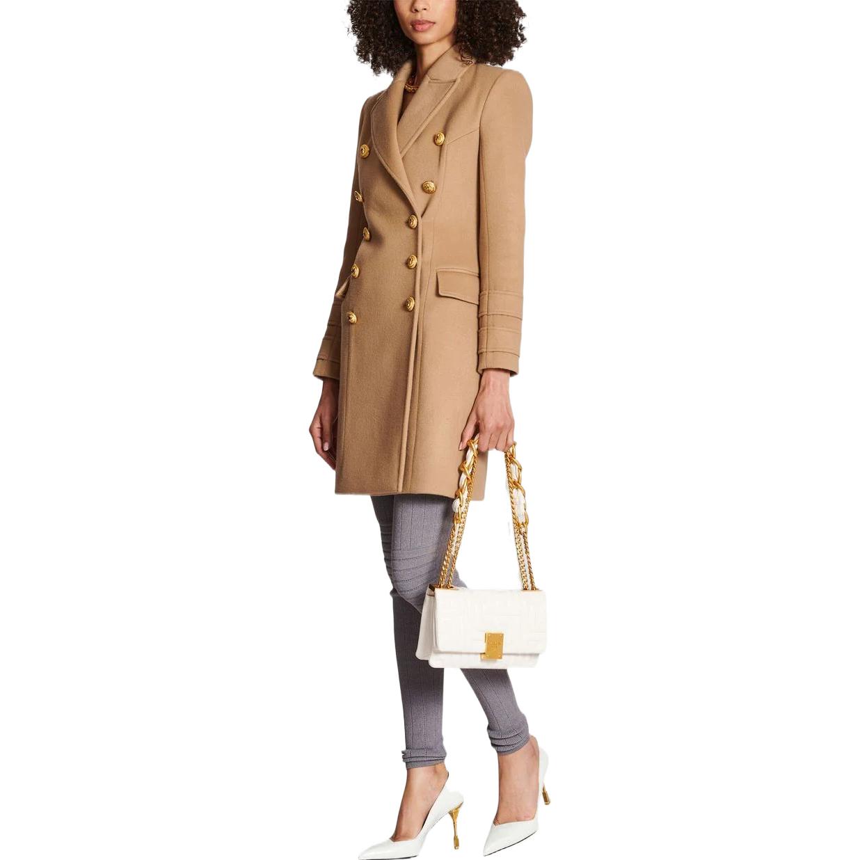 (Women) BALMAIN FW22 Double-Breasted Long Sleeve Coat Women’s Brown. YF0UB065WB508KC 圖 3