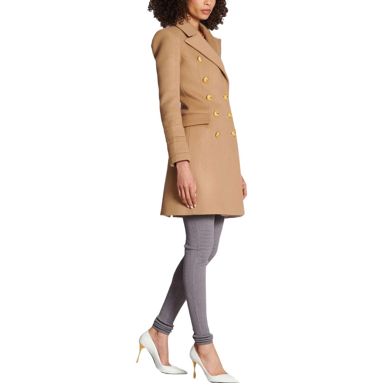 (Women) BALMAIN FW22 Double-Breasted Long Sleeve Coat Women’s Brown. YF0UB065WB508KC 圖 4