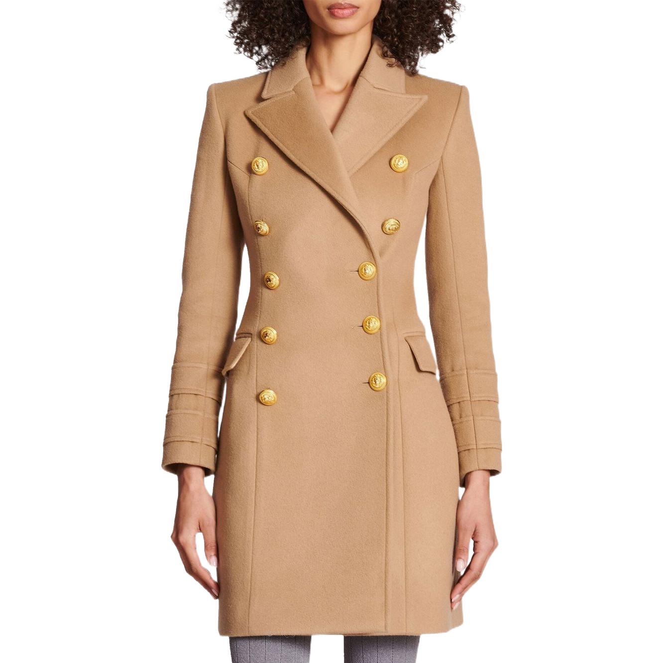 (Women) BALMAIN FW22 Double-Breasted Long Sleeve Coat Women’s Brown. YF0UB065WB508KC 圖 6
