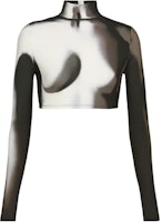 (Women) BALMAIN FW22 Paint-Splatter Slim Fit High Neck Crop Top Womens Grey YF0AO195JE21EAB (Women) BALMAIN FW22 Paint-Splatter Slim Fit High Neck Crop Top Womens Grey YF0AO195JE21EAB